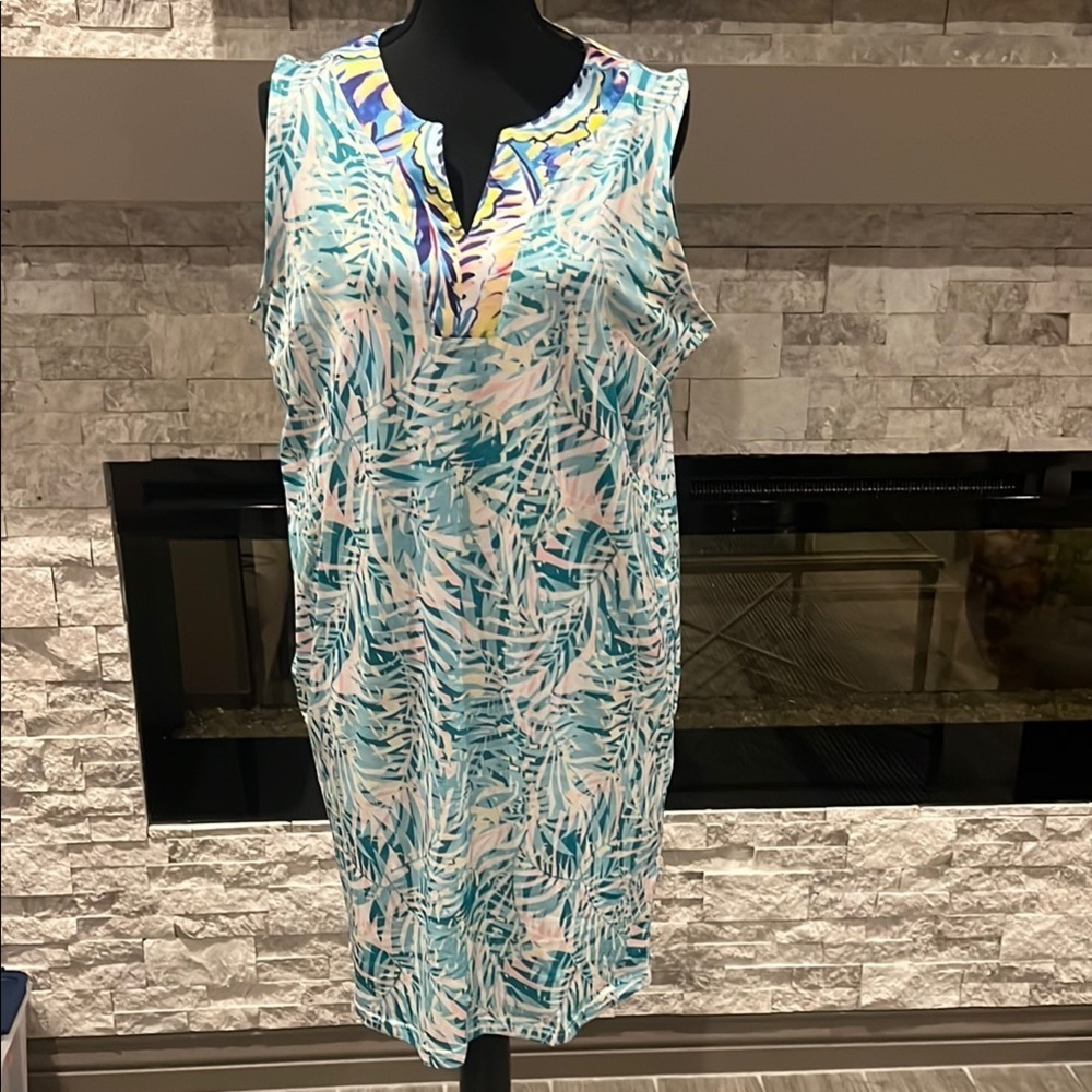 Stella Parker Sleeveless Summer dress with tropical print size Large